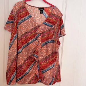 Lane Bryant Cap Sleeve Ruffle Front Shirt